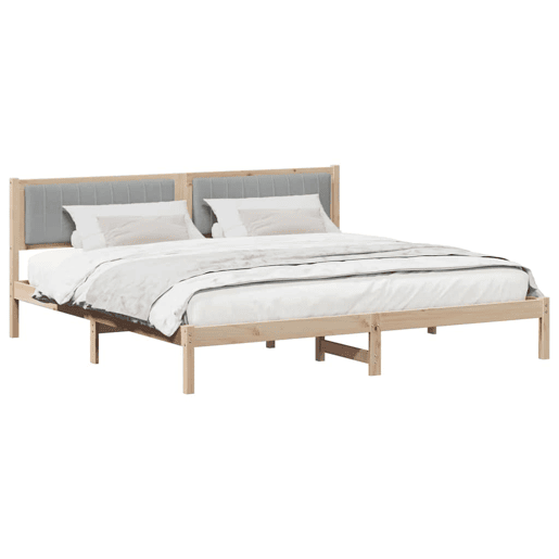 Estrutura da Cama de casal simple com cabeceira Cinzento-claro 200 x 200 cm
