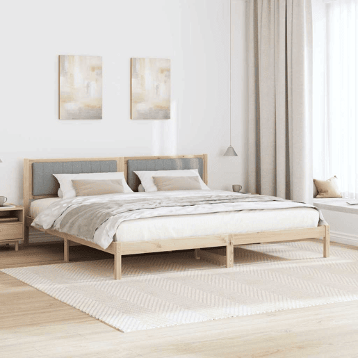 Estrutura da Cama de casal simple com cabeceira Cinzento-claro 200 x 200 cm