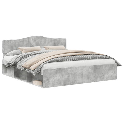 Estrutura de Cama de casal para adultos com cabeceira Concreto 180 x 200 cm Estrutura de Cama de casal para adultos com cabeceira Concreto 180 x 200 cm
