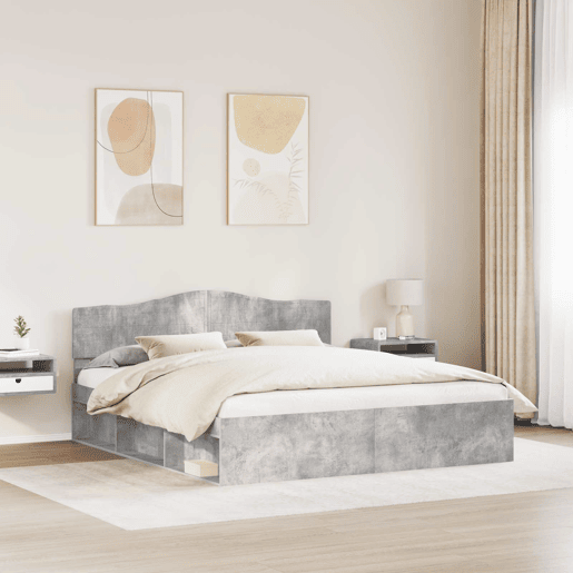 Estrutura de Cama de casal para adultos com cabeceira Concreto 180 x 200 cm Estrutura de Cama de casal para adultos com cabeceira Concreto 180 x 200 cm