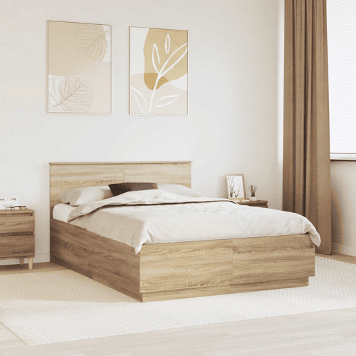 Estrutura da Cama de casal moderno com cabeceira Carvalho Sonoma 160 x 200 cm