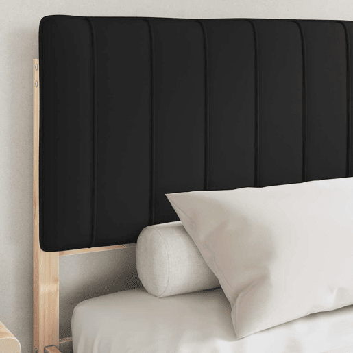 Estrutura de Cama de casal moderno com Cabeceira Estofada Preto 150 x 200 cm