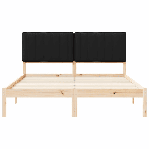 Estrutura de Cama de casal moderno com Cabeceira Estofada Preto 150 x 200 cm