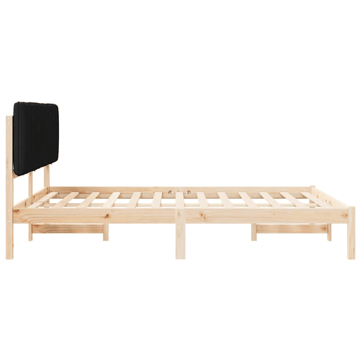 Estrutura de Cama de casal moderno com Cabeceira Estofada Preto 150 x 200 cm