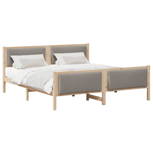 Estrutura De Cama Dupla - Cinzento-acastanhado 200 x 200 cm tecido Estrutura De Cama Dupla - Cinzento-acastanhado 200 x 200 cm tecido