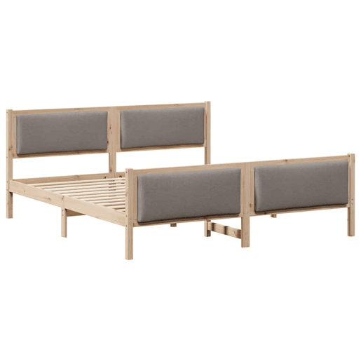 Estrutura De Cama Dupla - Cinzento-acastanhado 200 x 200 cm tecido Estrutura De Cama Dupla - Cinzento-acastanhado 200 x 200 cm tecido