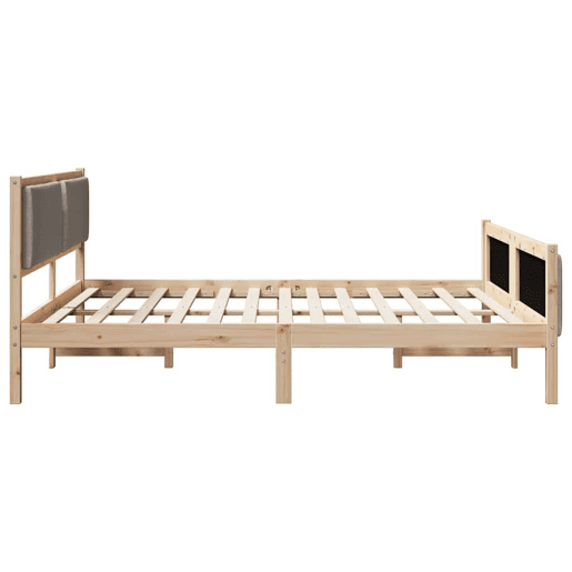 Estrutura De Cama Dupla - Cinzento-acastanhado 200 x 200 cm tecido Estrutura De Cama Dupla - Cinzento-acastanhado 200 x 200 cm tecido