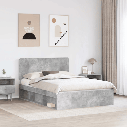 Estrutura da Cama de casal simple com cabeceira Cinza Concreto 150 x 200 cm