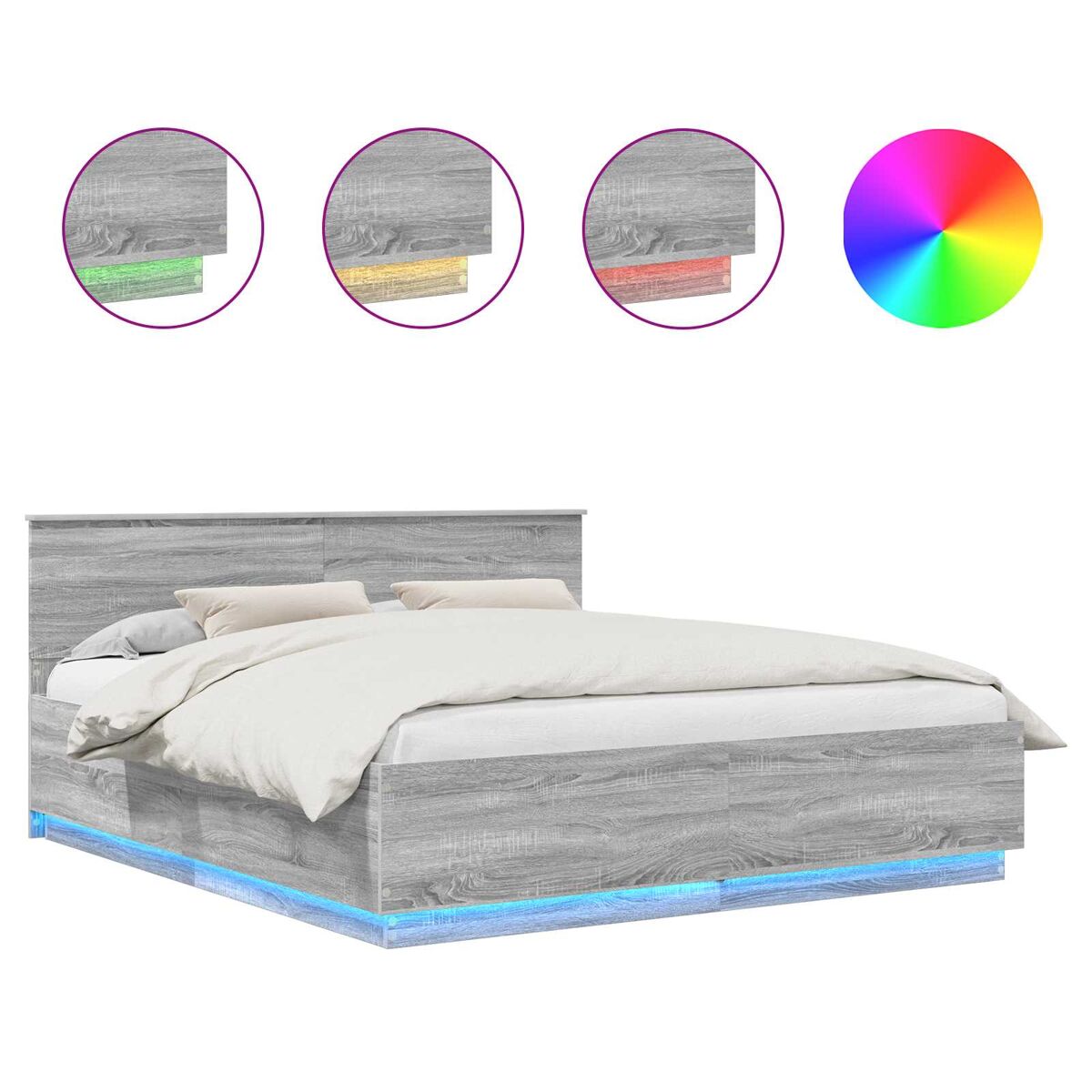 Estructura de cama matrimonial 203x210 Roble/ Gris