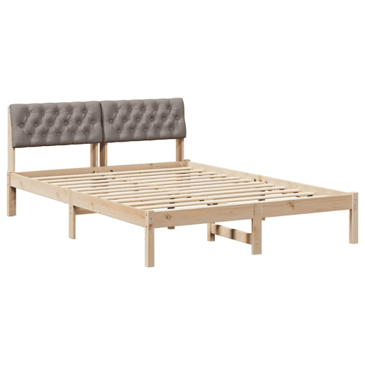 Estrutura de cama de casal com cabeceira - Marrom e taupe 150 x 200 cm