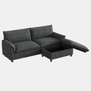 Sofá modular 3 lugares fixa reversível de tecido,cinza