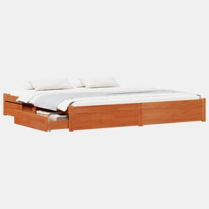Estrutura da Cama de casal moderno com gaveta - Marrom Cera 180 x 200 cm