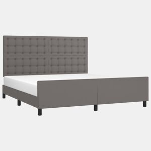Estrutura de Cama de casal moderno c cabeceira 180x200cm couro artificial cinzento