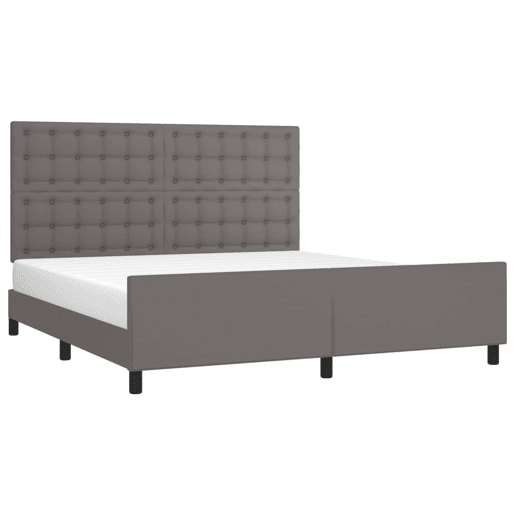 Estrutura de Cama de casal moderno c cabeceira 180x200cm couro artificial cinzento