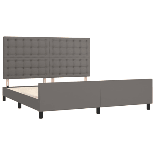 Estrutura de Cama de casal moderno c cabeceira 180x200cm couro artificial cinzento
