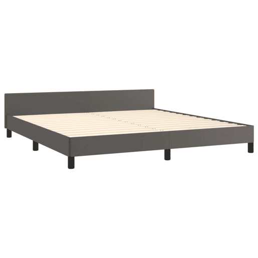Estrutura de Cama de casal moderno c cabeceira 180x200cm couro artificial cinzento