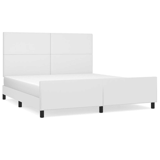 Estrutura Cama de casal simple c cabeceira 180x200 cm couro artificial branco
