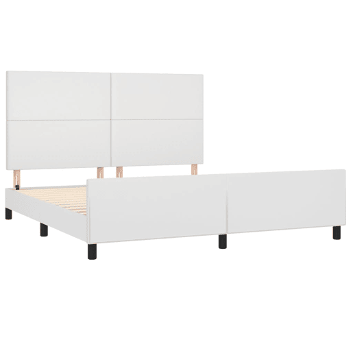 Estrutura Cama de casal simple c cabeceira 180x200 cm couro artificial branco