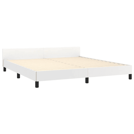 Estrutura Cama de casal simple c cabeceira 180x200 cm couro artificial branco