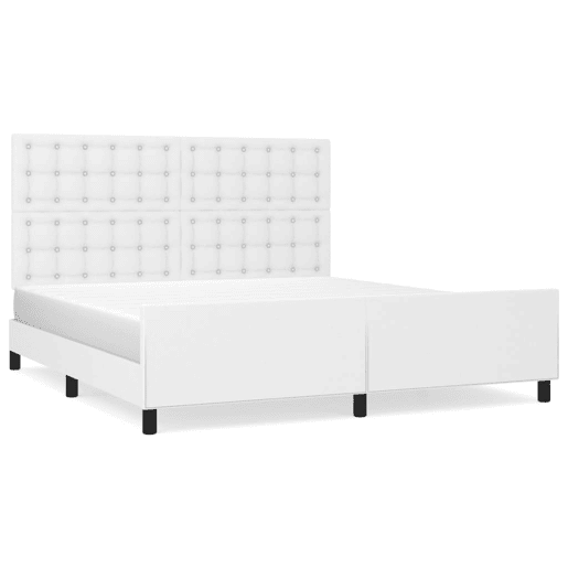Estrutura Cama de casal simple c cabeceira 180x200 cm couro artificial branco Estrutura Cama de casal simple c cabeceira 180x200 cm couro artificial branco