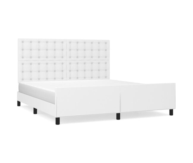 Estructura de cama matrimonial moderno con cabecero cuero sintético blanco 180x200 cm