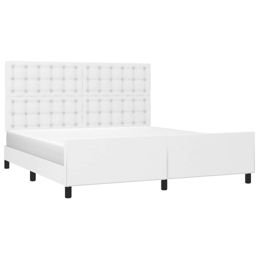 Estrutura Cama de casal simple c cabeceira 180x200 cm couro artificial branco Estrutura Cama de casal simple c cabeceira 180x200 cm couro artificial branco