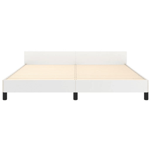 Estrutura Cama de casal simple c cabeceira 180x200 cm couro artificial branco Estrutura Cama de casal simple c cabeceira 180x200 cm couro artificial branco
