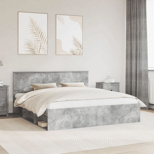 Estrutura de Cama de casal para adultos com cabeceira Concreto 180 x 200 cm