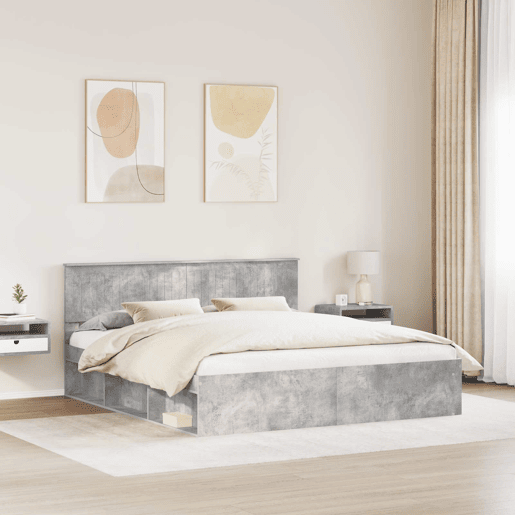 Estrutura de Cama de casal para adultos com cabeceira Concreto 180 x 200 cm