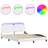 Estrutura de Cama de casal moderno com LED sem colchão Zadar 160x200 cm branco