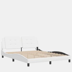 Estrutura de Cama de casal moderno com LED sem colchão Zadar 160x200 cm branco