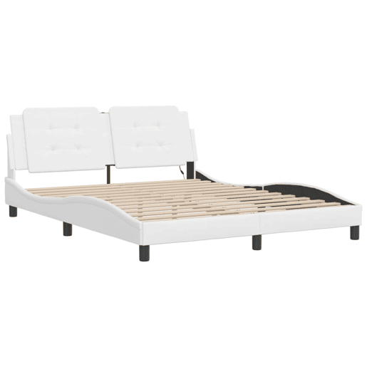 Estrutura de Cama de casal moderno com LED sem colchão Zadar 160x200 cm branco Estrutura de Cama de casal moderno com LED sem colchão Zadar 160x200 cm branco
