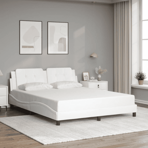 Estrutura de Cama de casal moderno com LED sem colchão Zadar 160x200 cm branco Estrutura de Cama de casal moderno com LED sem colchão Zadar 160x200 cm branco