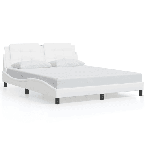 Estrutura de Cama de casal moderno com LED sem colchão Zadar 160x200 cm branco Estrutura de Cama de casal moderno com LED sem colchão Zadar 160x200 cm branco