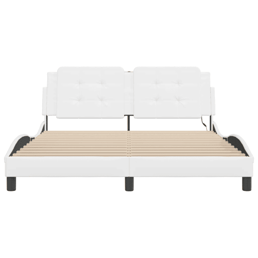 Estrutura de Cama de casal moderno com LED sem colchão Zadar 160x200 cm branco Estrutura de Cama de casal moderno com LED sem colchão Zadar 160x200 cm branco