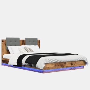 Estrutura de Cama de casal moderno com Cabeceira Madeira Antiga 160 x 200 cm