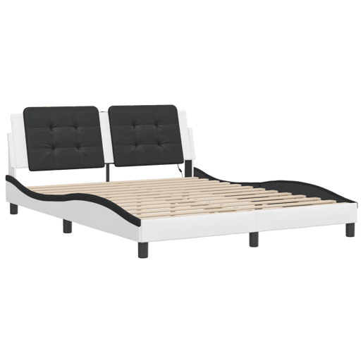 Estrutura de Cama de casal moderno com LED sem colchão Zadar 160x200cm brancopreto Estrutura de Cama de casal moderno com LED sem colchão Zadar 160x200cm brancopreto