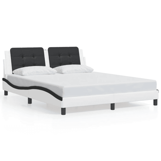 Estrutura de Cama de casal moderno com LED sem colchão Zadar 160x200cm brancopreto Estrutura de Cama de casal moderno com LED sem colchão Zadar 160x200cm brancopreto