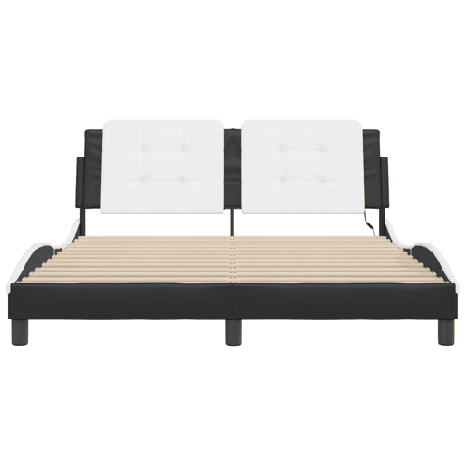 Estrutura de Cama de casal moderno com LED sem colchão Zadar 160x200cm brancopreto Estrutura de Cama de casal moderno com LED sem colchão Zadar 160x200cm brancopreto