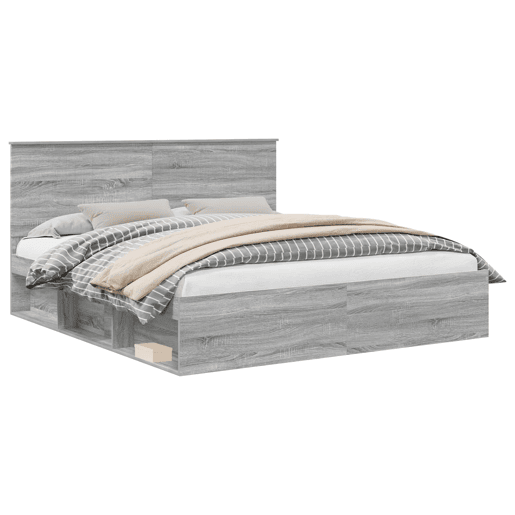 Estrutura da Cama de casal simple com cabeceira Cinza Sonoma 180 x 200 cm