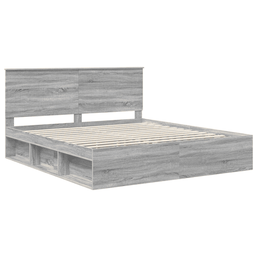 Estrutura da Cama de casal simple com cabeceira Cinza Sonoma 180 x 200 cm