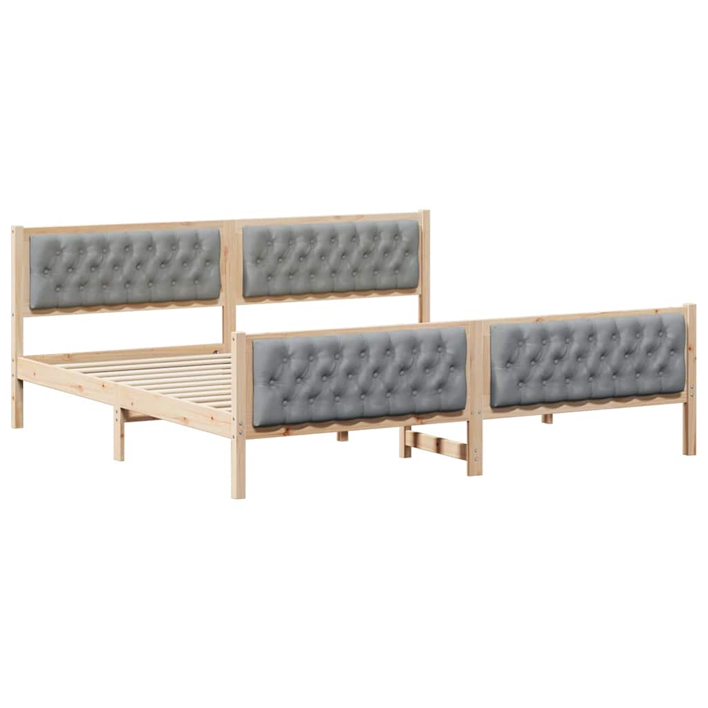 Estructura de cama matrimonial comodidad con cabecera - gris claro 200 x 200 cm