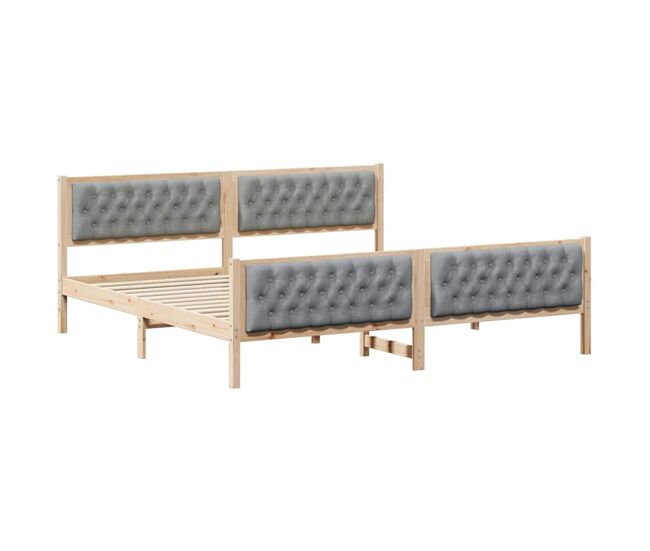 Estructura de cama matrimonial comodidad con cabecera - gris claro 200 x 200 cm