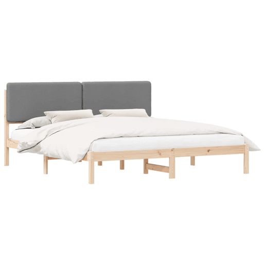 Estrutura de Cama de casal moderno com Cabeceira Estofada Cinzento-claro Estrutura de Cama de casal moderno com Cabeceira Estofada Cinzento-claro
