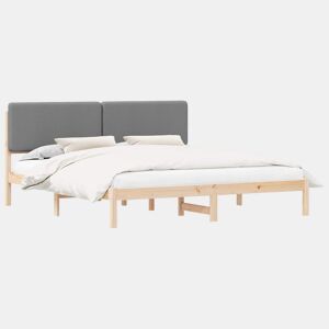 Estrutura de Cama de casal moderno com Cabeceira Estofada Cinzento-claro
