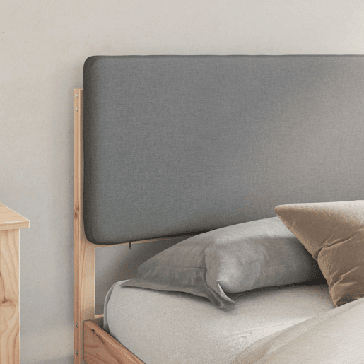 Estrutura de Cama de casal moderno com Cabeceira Estofada Cinzento-claro Estrutura de Cama de casal moderno com Cabeceira Estofada Cinzento-claro