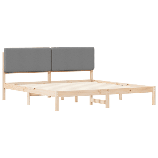 Estrutura de Cama de casal moderno com Cabeceira Estofada Cinzento-claro Estrutura de Cama de casal moderno com Cabeceira Estofada Cinzento-claro