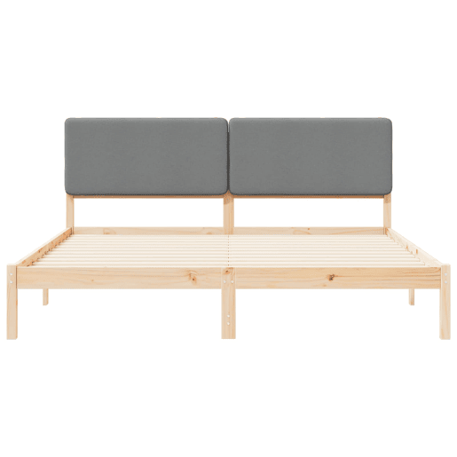 Estrutura de Cama de casal moderno com Cabeceira Estofada Cinzento-claro Estrutura de Cama de casal moderno com Cabeceira Estofada Cinzento-claro