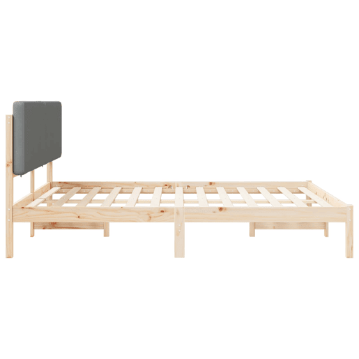 Estrutura de Cama de casal moderno com Cabeceira Estofada Cinzento-claro Estrutura de Cama de casal moderno com Cabeceira Estofada Cinzento-claro