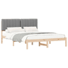 Estrutura de Cama de casal moderno com Cabeceira Estofada Cinzento-claro
